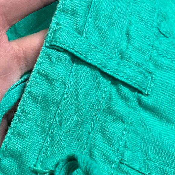 INC International Concepts Linen Shorts 4 Green Chino Cuffed Drawstring Coastal - Picture 5 of 7